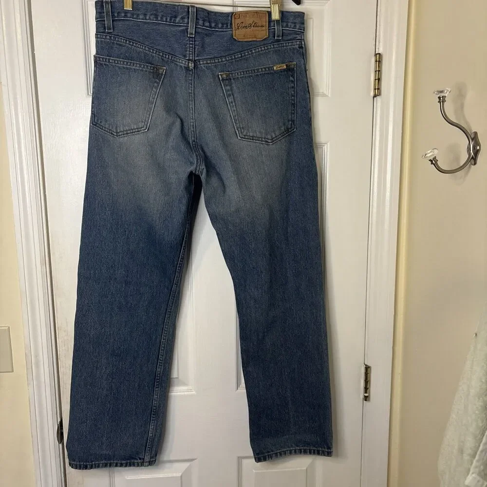 Levi Strauss Signature Mens Regular Fit Straight Leg Jeans Light Wash 36 x 30